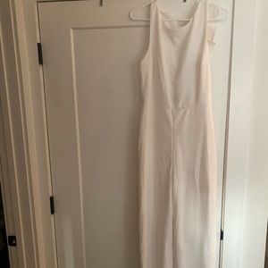 Lulus Open back with ruffle wide leg jumpsuit white